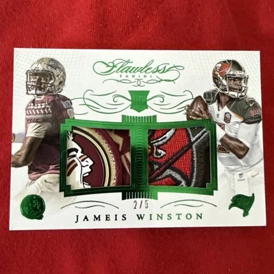🔥2015 Panini impecable Jameis Winston RC tarjeta de novato parches enfermos esmeralda #2/5🔥 Foto 1 de 4