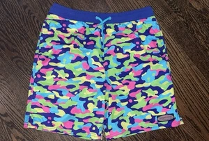 Boys Vineyard Vines Neon Camouflage Swim Shorts Bathing Suit Youth Large 16 EUC - Picture 1 of 4
