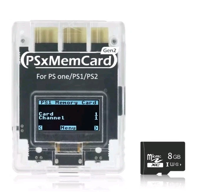 PSX MEMORY CARD GEN 2 DISPLAY LCD FUNCTION WITH SD CARD 8GB PS1/PS2 BITFUNX  - Immagine 1 di 1