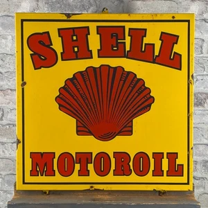 SHELL Enamel Sign 21.3x19.7x0.8" (54x50x2cm) Nice Vintage Motor Oil Garage Decor - Picture 1 of 15