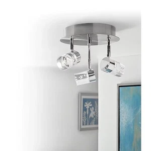 Portfolio Dunwynn 8.63-in W Brushed nickel and chrome LED Flush Mount Light - Bild 1 von 7