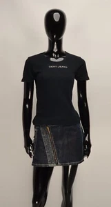 Camiseta Top Para Mujer DKNY Vintage Y2K Negra Logo Brillante Talla S - Imagen 1 de 7