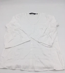 Colleen Lopez Front Buttoned Women's V Neck Top, White, XS, 811862 - Picture 1 of 1