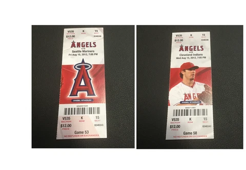 ANGELS 2012 TICKET STUB 8/10/12-8/15/12 Mike Trout HR # 26 & # 27~SGA Cover