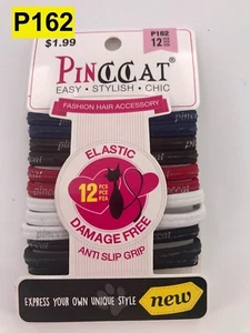 PINCCAT ANTI SLIP GRIP ELASTIC DAMAGE FREE PONYTAIL HOLDER #P162 12 COUNT - Picture 1 of 2
