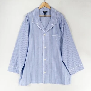 Polo Ralph Lauren Sleep Shirt Pajama Top Mens XL Blue White Stripe Button Down - Picture 1 of 8
