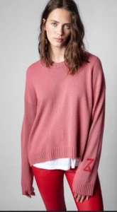 Zadig & Voltaire Markus Kaschmirpullover in Rose Pink Logo 478 $, Gr. M, Neu mit Etikett! - Bild 1 von 6