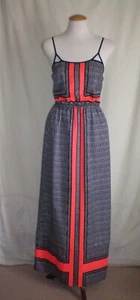 River Island - Black White & Orange Patterned Strappy Maxi Dress - Size 8 - Picture 1 of 5