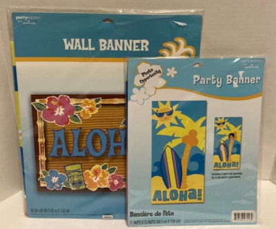 Nuevo sello Party Express ALOHA 5’ pancarta de pared ancha y pancarta fotográfica fiesta Foto 1 de 4