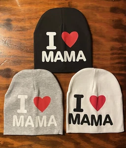 I ❤️ Mama Letter Print Baby Junge Mädchen Kuschelig Elastisch Beanie Mütze - Bild 1 von 13