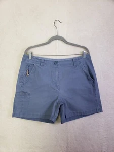 LL Bean Women Shorts 14R Blue Cotton Blend Mid Rise Chino Stretch Cargo - Picture 1 of 18