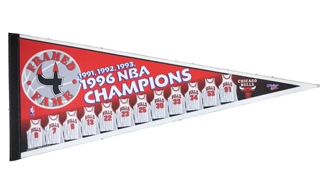Vintage 90's Chicago Bulls NBA Champions Full Size Pennant Michael Jordan Pippen Cover