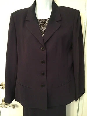 CASUAL CORNER ANNEX Azul Marino Forrado 3 Piezas Traje Falda 14P Chaqueta 12P Top M Exc Foto 1 de 4