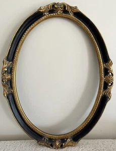 Antique Ornate Black And Gold Large Wood Picture Frame - Picture 1 of 14