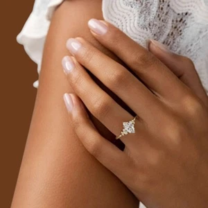 18k Yellow Gold Marquise Cut Diamond Ring 1.20 Ct IGI Certified Lab Created - Picture 1 of 14