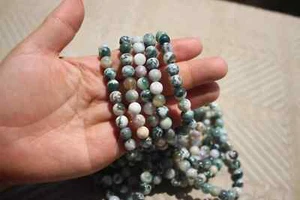 wholesale 16pcs Natural moss agate bracelets -8mm beads - Picture 1 of 5
