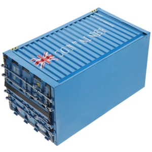 Tissue Holders Shipping Container Box Blue Pumping Case Metal Home Desktop Decor - Picture 1 of 12