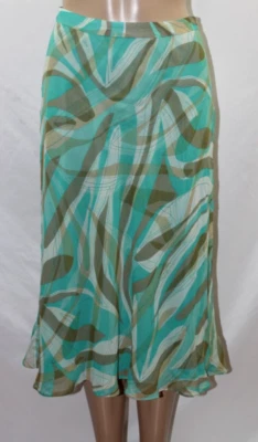 Kate Hill Blue Beige Geometric Skirt Silk Lined 2P - Image 1 of 4