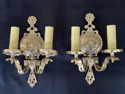 PAIR Antique Aesthetic Solid Brass Wall Sconces East Lake Victorian - Image 1 of 4