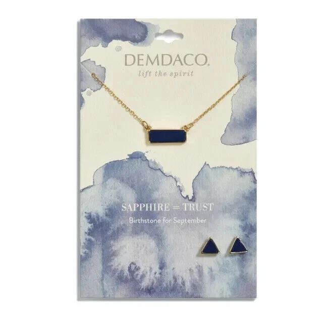 Demdaco Birthstone Necklace and Earrings Set - September - Sapphire Trust