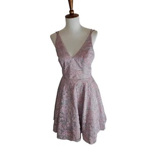 XSCAPE Lined Spaghetti Strap V Neck Mini Pink Lavander Party Dress 4 NWT - Picture 1 of 8