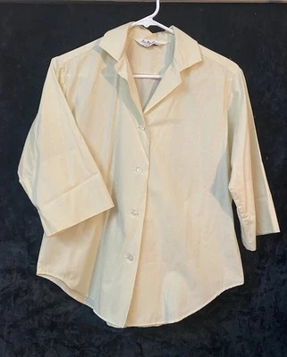 "Blusa vintage amarilla clara manga puño mujer talla 16 P2PF 22"" dama Manhattan". Foto 1 de 4