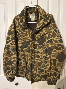 Vintage Trophy Club Camo Hunting Jacket Size M Fleece Lined Hand Pockets 2 Zip - Picture 1 of 13