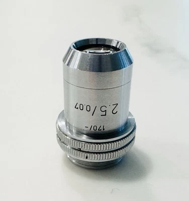 Leitz PL 2.5X/0.07 Plan Microscope Objective Lens 170mm - Image 1 of 2