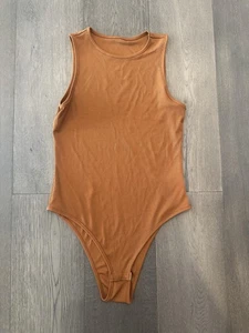 Body donna Shein grande marrone senza maniche maglia a costine pezzo unico canotta - Foto 1 di 9