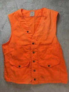 Chaleco Filson DE COLECCIÓN Para Hombres Naranja Bolsillo con Botones Blaze Caza EE. UU. - Imagen 1 de 13