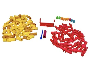 Tinkertoy Yellow Elbow Angle Hinges Red Connector Clips 72 Pc.Replacement Parts - Picture 1 of 10