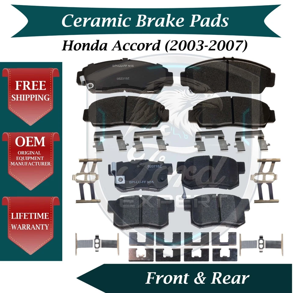 Nuevo kit de pastillas de freno delanteras y traseras de cerámica OE para Honda Accord 2003-2007 9 años de garantía Foto 1 de 4
