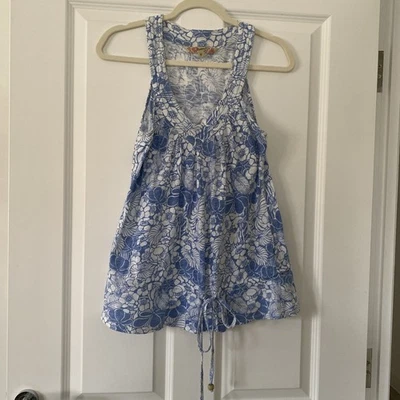 Debenhams Mantaray Women’s Pale Blue/White 100%Cotton Vest Top - Size 12  - Image 1 of 4