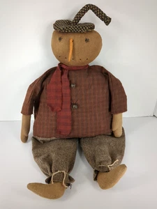 Primitive Folk Art Snowman Doll Christmas Rustic Winter 21" Sitter - Picture 1 of 5
