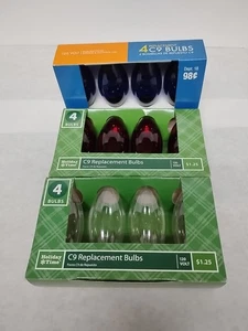 C9 Outdoor Red, Clear, Blue Transparent Replacement Bulbs 3-Packs 12Total Bulbs  - Picture 1 of 8