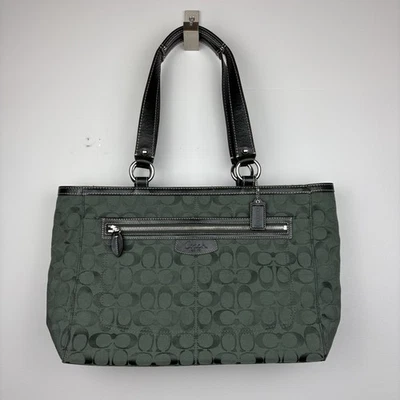 Bolso de Mano Coach Signature Hunter Verde F14694 Estilo Raro Foto 1 de 4