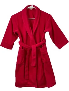 L L Bean Kids M 5-6 Red Fleece Plush Bathrobe Robe - Picture 1 of 8