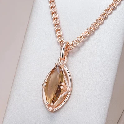 Luxus Halskette mit Anhänger 1A Zirkonia braun 585er Rosegold / Walzgold  NEU - Bild 1 von 4