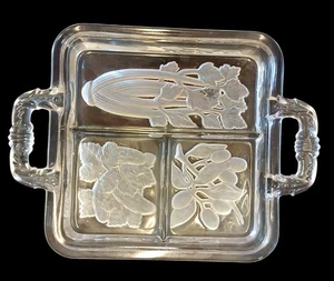 Vintage Clear Glass Divided Intagio Charcuterie Dish PM09 D - Picture 1 of 9
