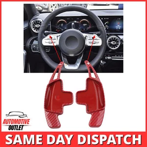 2X PADDLE SHIFTER EXTENSION STEERING WHEEL SHIFT CARBON RED FOR MERCEDES BENZ - Picture 1 of 8