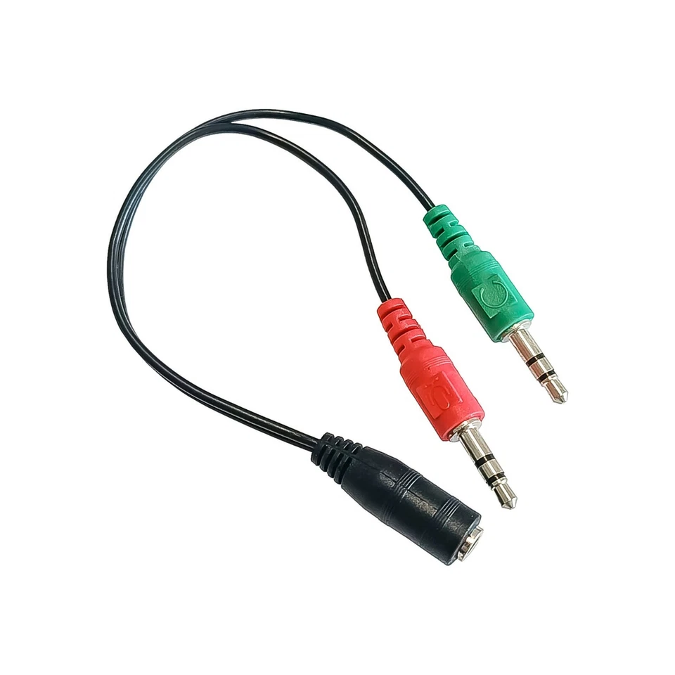 Klinken Y Adapter Kabel für Headset 2x Stecker 3 PIN > 1x Buchse 4 PIN 0,2 m - Bild 1 von 1