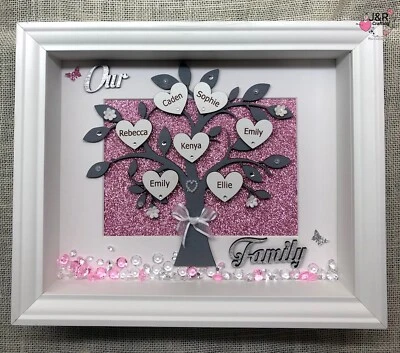 Personalised 3D Box Frame Family Tree Gift Unique Keepsake Home Art Decor - Image 1 of 3