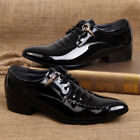 Mens Fashion Shoes Party Dress Shiny PU Leather Pointy Toe Lace Up Shoes Dance