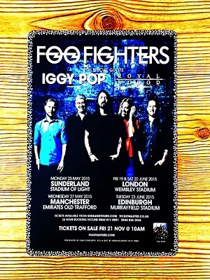FOO FIGHTERS IGGY POP ROYAL BLOOD EUROPEAN TOUR TIN METAL POSTER Foto 1 de 2