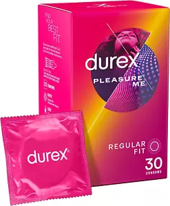 Durex pleasure me Ribbed and Dotted Texture Condoms Regular Fit, Pack of 30 - Picture 1 of 11