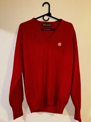 VTG Lyle & Scott Men's Scotland Orlon Acrylic Sweater Size L Red V-neck Pullover - Image 1 of 4
