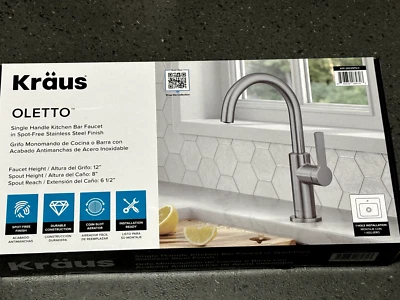 Kraus KPF-2822SFS Oletto Single Handle Kitchen Bar Faucet Spot Free Stainles