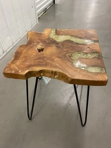Epoxy Live End Table / Side Table / Wood / Nightstand / Pedestal - Picture 1 of 15