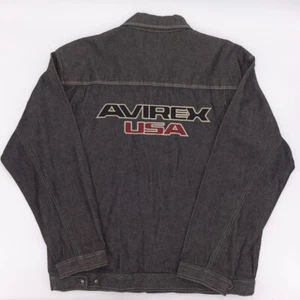 Vintage Avirex Denim Jacket 2XL Made In Hong Kong Dark Grey - Picture 1 of 6