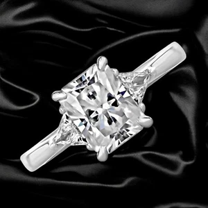 GIA IGI Lab Grown Radiant Solitaire Diamond Wedding Ring 950 Platinum 2.30 Ct - Picture 1 of 13